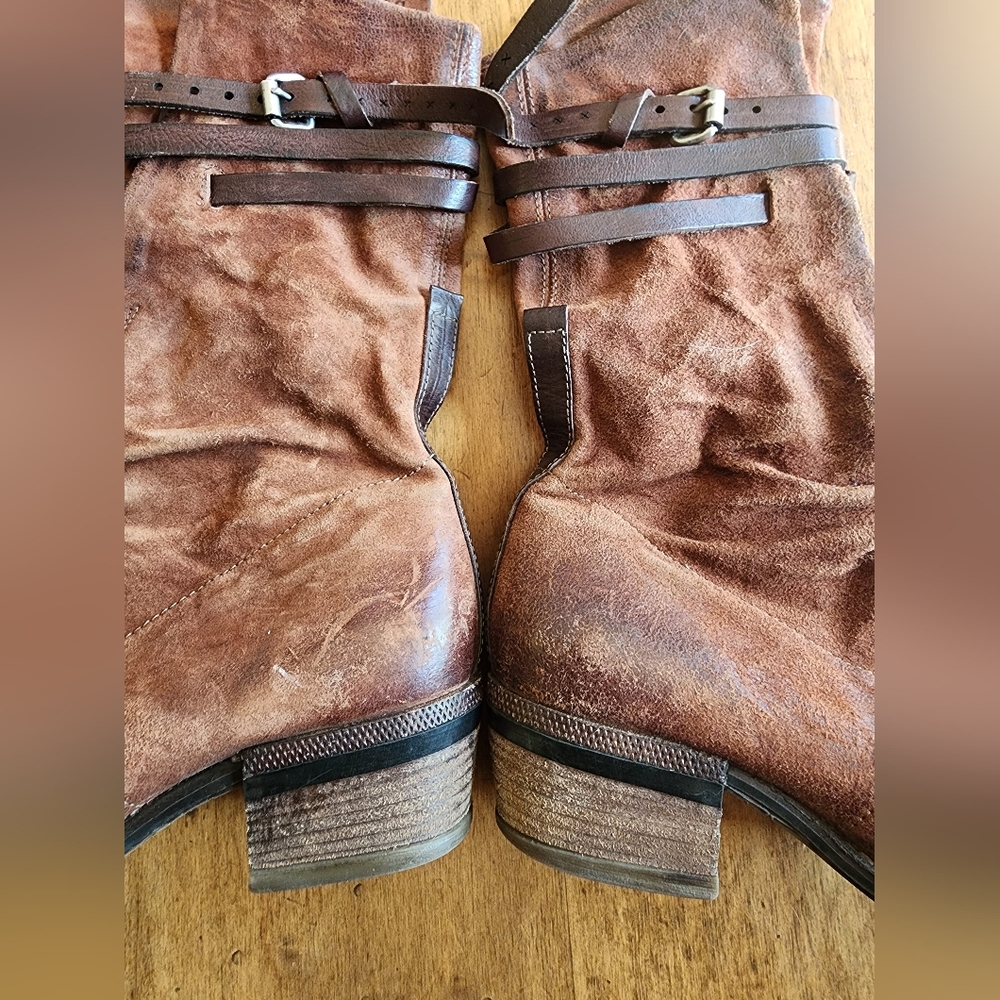 A.S.98 Carter 40 Suede Leather Boots EUC $398 Chestnut Brown 8.5 9 W Boho Moto - Picture 10 of 17